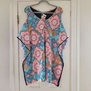 Cold Shoulder Swim Thick Coverup Beach Travel Pool L/XL Resortwear Vacay